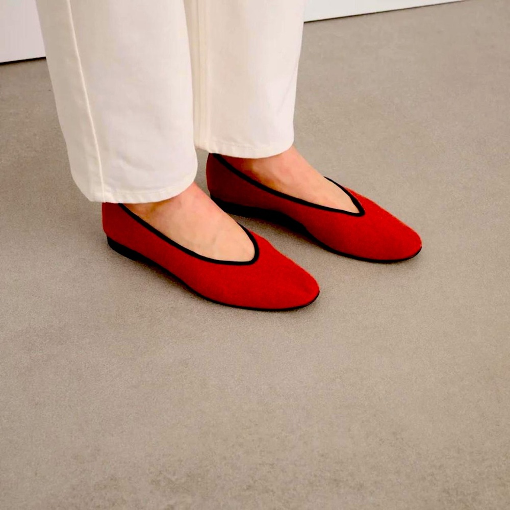 Alex Mill Red Women's Flats with Black Trim